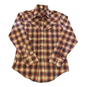 Vintage 70s Levi’s Western Plaid Pearl Snap Men’s Button Down Shirt Large